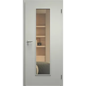 Interiérové dveře SAPELI ELEGANT KOMFORT M55 - CPL LAMINÁT - OTOČNÉ DVEŘE VČ. ZÁRUBNĚ - Šedá Průchozí šířka (cm): 90, Průchozí výška (cm): 197, Typ skla: Planibel bronz