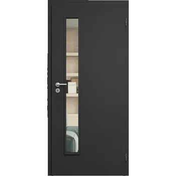 Interiérové dveře SAPELI ELEGANT KOMFORT M60 - CPL LAMINÁT - OTOČNÉ DVEŘE VČ. ZÁRUBNĚ - Černá grafit Průchozí šířka (cm): 80, Průchozí výška (cm): 197, Typ skla: Čiré sklo