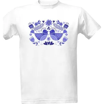 Pánské tričko Tričko s potiskem Folklór modrý ptáci pánské