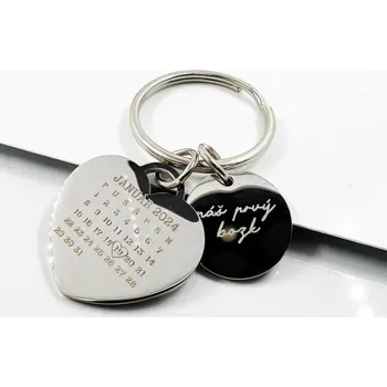 KLÍČENKA DUO S GRAVÍROVÁNÍM - SRDCE 2,5cm + KRUH 1,6cm
