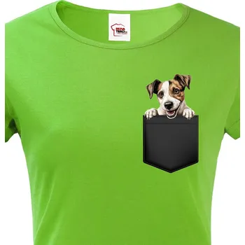 Dámské tričko Dámské tričko Parson Russell teriér v kapsičce, Barva Zelená, Velikost S, Canvas Dámské tričko s krátkým rukávem Bezvatriko.cz 2288