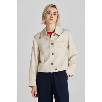 Dámská bunda BUNDA GANT CROPPED LINEN BLEND JACKET SOFT OAT