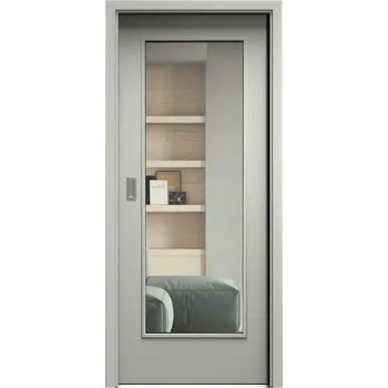 Interiérové dveře SAPELI ELEGANT KOMFORT M40 - CPL LAMINÁT - POSUVNÉ DVEŘE VČ. ZÁRUBNĚ - Šedá Průchozí šířka (cm): 60, Průchozí výška (cm): 197, Typ skla: Čiré sklo