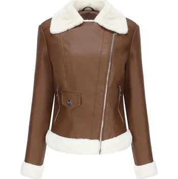 Moto bunda Kožená dámská bunda Avitator s kožíškem Barva: Kávová, Velikost: S
