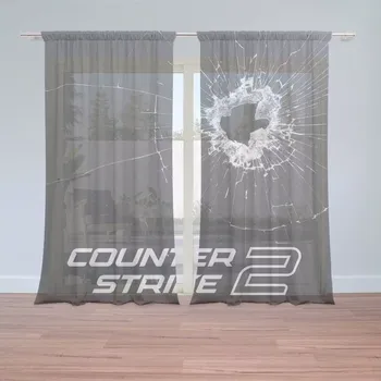 Záclona Záclony Counter Strike 2 Průstřel: 2 ks - 150x250 cm - Sablio