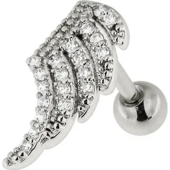 Piercing Piercingate Činka do ucha - křídlo s kamínky PNC00142 - Barva/Motiv: Růžové zlato, Délka tyčky: 6 mm, Průměr tyčky: 1,2 mm