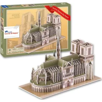 3D puzzle CLEVER&HAPPY 3D puzzle Katedrála Notre Dame, Paříž 64 dílků 156814