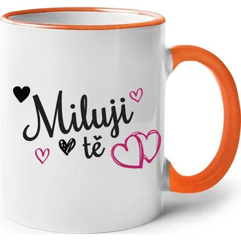 Hrneček pro zamilované Miluji tě, Barva Oranžová, Velikost 330 ml, Canvas Keramický hrnek s barevným uchem Bezvatriko.cz 0780