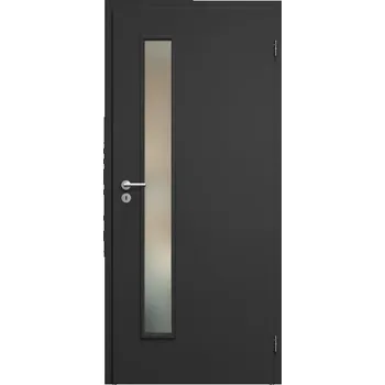 Interiérové dveře SAPELI ELEGANT KOMFORT M60 - CPL LAMINÁT - OTOČNÉ DVEŘE VČ. ZÁRUBNĚ - Černá grafit Průchozí šířka (cm): 80, Průchozí výška (cm): 197, Typ skla: Satináto bílé