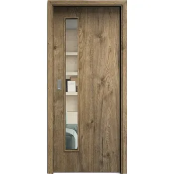 Interiérové dveře SAPELI ELEGANT KOMFORT M60 - CPL LAMINÁT - POSUVNÉ DVEŘE VČ. ZÁRUBNĚ - Dub sherwood Průchozí šířka (cm): 70, Průchozí výška (cm): 197, Typ skla: Čiré sklo