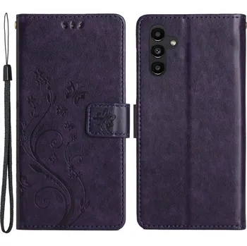 Pouzdro na mobilní telefon Flowers knížkové pouzdro na Samsung Galaxy A05s - tmavěfialové
