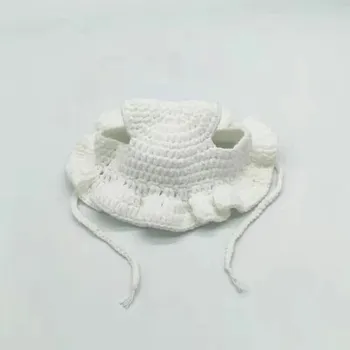 Klobouk Veselý pletený klobouk pro mazlíčky - BÍLÝ,S