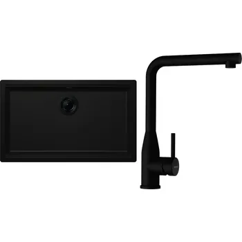 Granitový dřez Set Schock S29-11 (dřez Kiruna N-100XL Night + baterie Keto Puro + komponenty Puro)