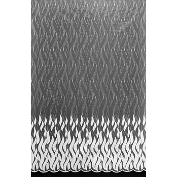 Tylová záclona 643/6013 vyšívané plamínky, s bordurou, bílá, výška 110cm ( v metráži)