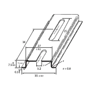 Rozvaděč SCHMACHTL Lišta DIN 35x7,5 perforovaná 5,2mm Sendzimir 2000mm PR-TS 35/F5 SZ.