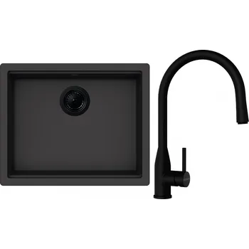 Granitový dřez Set Schock S28-6 (dřez Kiruna N-100L Dusk + baterie Kavus.120 Puro + komponenty Puro)