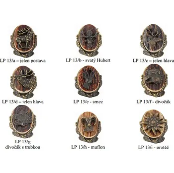 Zubíček - výroba loveckých potřeb Myslivecké bolo parohovo-kovové - ovál - Motiv Dubová větvička
