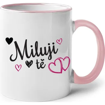 Hrneček pro zamilované Miluji tě, Barva Růžová, Velikost 330 ml, Canvas Keramický hrnek s barevným uchem Bezvatriko.cz 0780