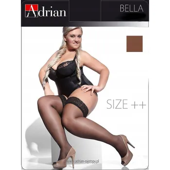 Dámské oblečení Adrian Samodržící punčochy se vzorem a krajkou Barva/velikost: Hnědá XL/2XL