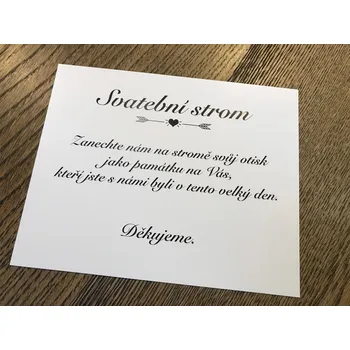 Svatební dekorace Svatba-eshop Cedulka návod ke svatební stromu na otisky s šípy a srdíčkem - návody ke svatebním koutkům