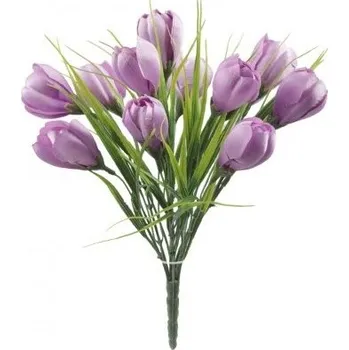 umělá květina Kytice krokusů 28 cm světle fialová