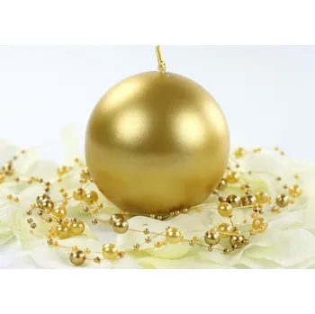 Svíčka PartyDeco Svíčka koule zlatá perleťová 80 mm - svíčky na slavnostní svatební stůl