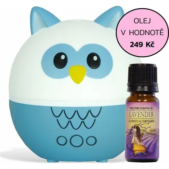 Aroma difuzér Aroma difuzér s dětským motivem Airbi PET - hoo (sova) + esenciální olej Airbi LEVANDULE