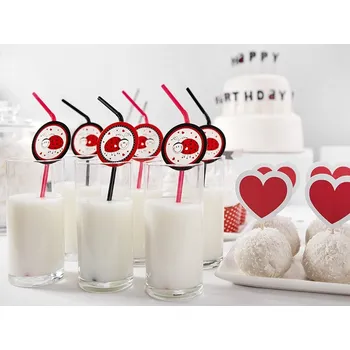 Party nádobí PartyDeco Brčka motiv berušky 6 ks - brčka na narozeninovou oslavu