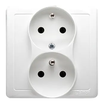 Elektrická zásuvka Zásuvka 250 V Simon Basic dvojitá s clonkami bílá