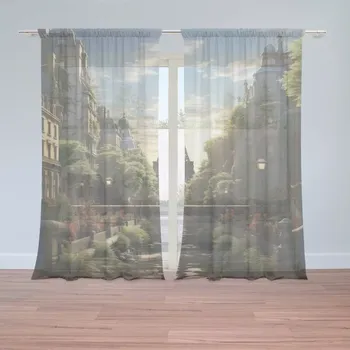 Záclona Záclony Paříž Eifellova věž Art: 2 ks - 150x250 cm - Sablio