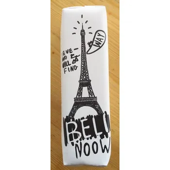 Penál Pouzdro Eiffel Tower 20x6x4 cm Bílé s nápisy