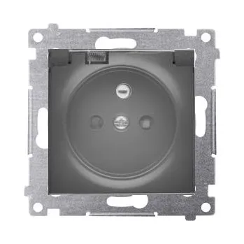 Elektrická zásuvka Zásuvka 250 V Simon 54 premium IP44 s clonkami černá mat./trans