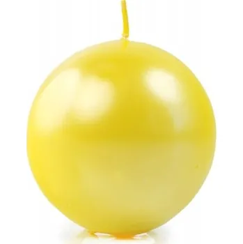Svíčka PartyDeco Svíčka koule žlutá perleťová 80 mm - svíčky na slavnostní svatební stůl