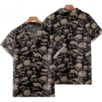 Pánská košile Havajská košile s lebkami GOTHIC SKULLS Velikost: XXL
