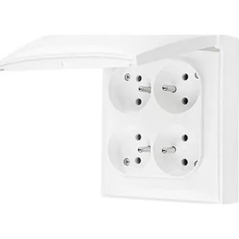 Elektrická zásuvka Zásuvka IP44 250 V Simon Aquaclick čtyřnásobná bílá