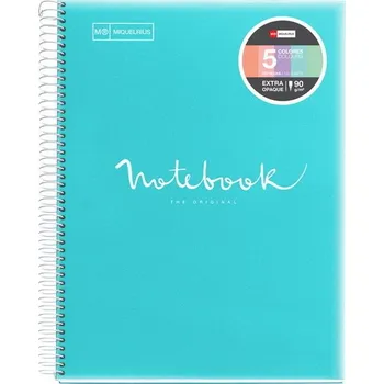 Zápisník Miquelrius Poznámkový blok Emotions A5, 120 listů, linkovaný, kroužková pružná vazba tyrkysový