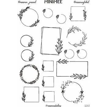 samolepka Samolepky MINIMEE journal - Černobílé květinové rámečky