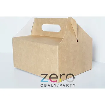 Krabička papírová s uchem 190 x 140 x 90 mm - přírodní