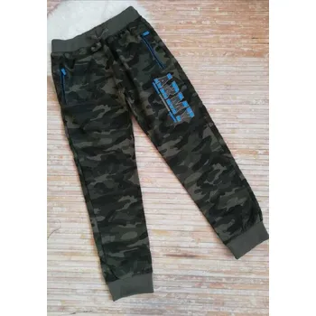 Chlapecké oblečení CHLAPECKÉ MASKÁČOVÉ TEPLÁKY KUGO , velikost 146 - 176 NOVINKA Barva: Maskáč s modrým nápisem, Velikost: 158