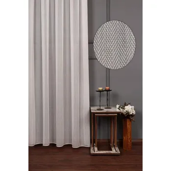 Záclona Bílá záclona CIK-CAK s olůvkem - vlastní rozměr Uchycení závěsu: Dekorační kroužky stříbrné, Šířka záclony: 50cm