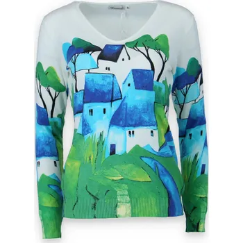 Dámský svetr Svetřík úpletový Damod DV22821 barva: bílá, velikost: S/M