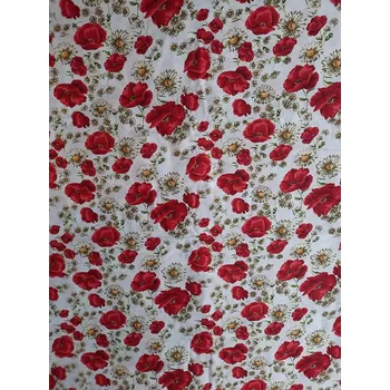 Bavlněná látka Rozkvetlé máky bílá š.160