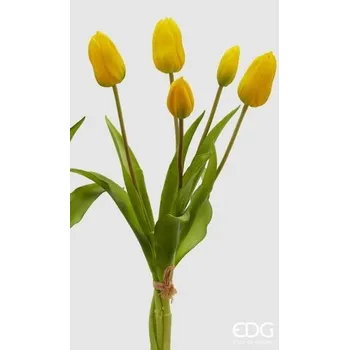 umělá květina Umělá květina svazek tulipánů 5ks žlutý 1ks, 40 cm - Žlutá