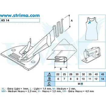 Texi Lemovač oboustranný skládající pro šicí stroje UMA-14 45/14 H