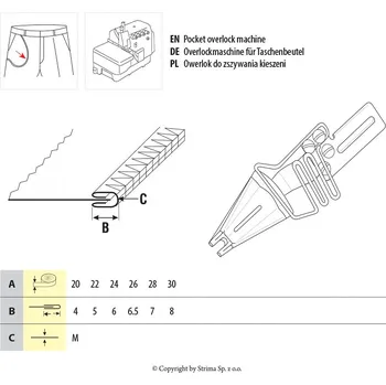 Příslušenství k šicímu stroji Texi Lemovač oboustranný skládající pro šicí stroje UMA-131 25/6 SI