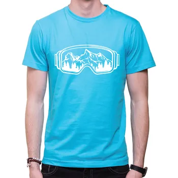 Tričko pro lyžaře - Lyžařské brýle, Barva látky tyrkysová modrá, Střih Pánsky/UNISEX, Velikost --VYBERTE VELIKOST--