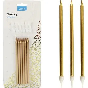 Svíčka Svíčka 12ks, PARTY zlatá LUMA