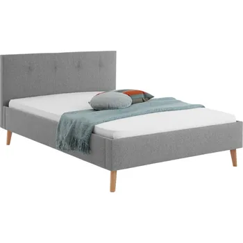 Postel Šedá čalouněná dvoulůžková postel Meise Möbel Jazz 140 x 200 cm