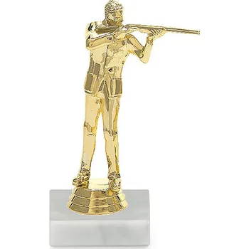 Figurka střelba - brokovnice, 15 cm, zlato, včetně podstavce