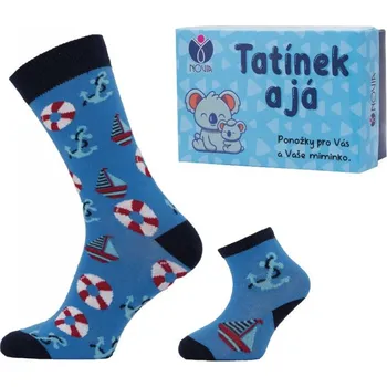 Dámské ponožky Ponožky dárkové kojenecké a dospělé Novia - táta + dítě - námořní